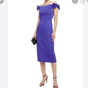 Winslow off-the-shoulder bow-embellished cloqué midi dress UK 8 (fits like US 4)